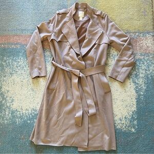 H&M Beige Suede Belted Trench Coat